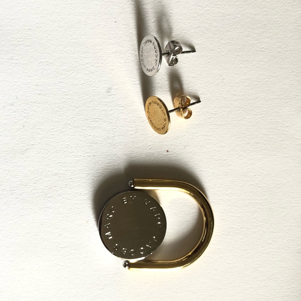 Marc Jacobs Logo Disc Two-Tone Earrings and Ring